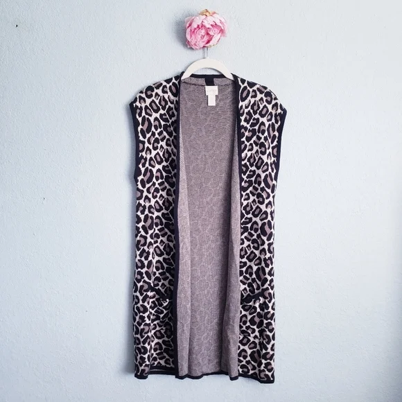 Chicos Maggie Jacquard Leopard-Print Vest - Picture 2 of 8